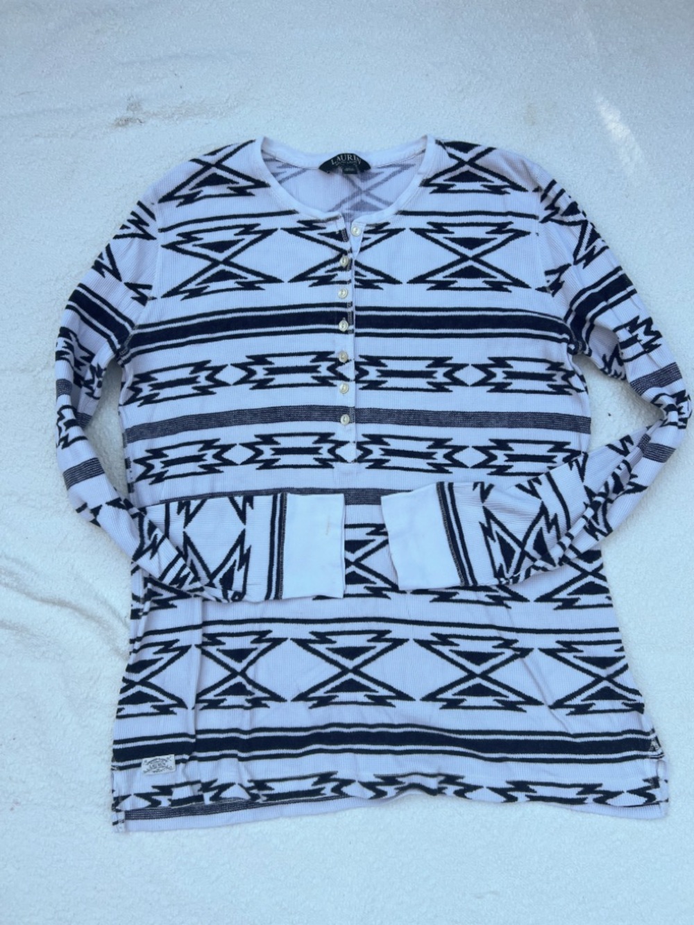 Lauren Ralph Lauren Aztec Southwestern Waffle Knit Henley XL